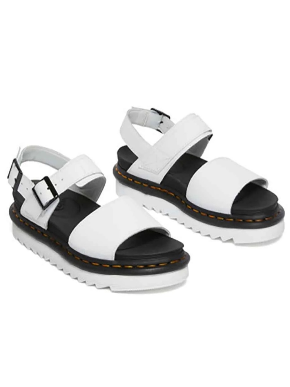 Dr. Martens Voss Quad White Leather Strap Platform Sandals Women's Size 8